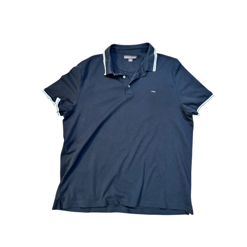 Men's Michael Kors Black & White Polo Shirt XL - Picture 2 of 7